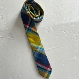 Original Penguin Vibrant Plaid Tie in Yellow, Blue, and Red